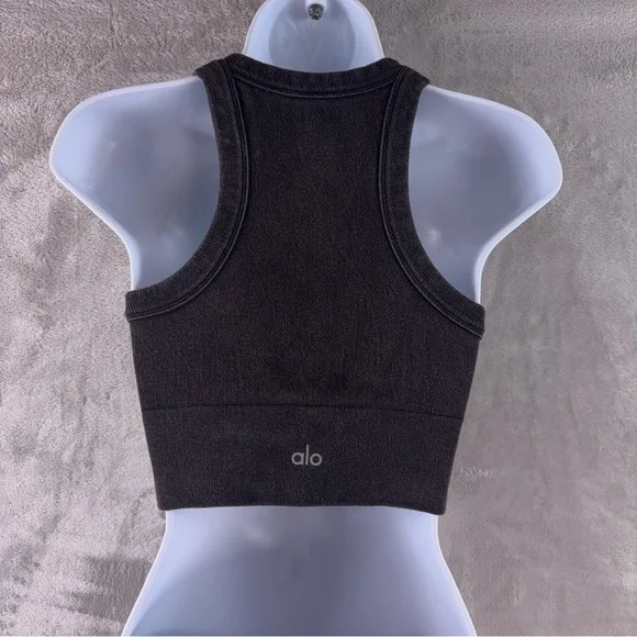 Alo Yoga Sports Bra Womens Size Small Brown Ribbed Cropped - Picture 2 of 5